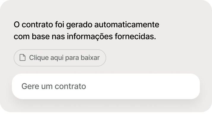 Interface de geração automática de contratos pela IA da MultiON