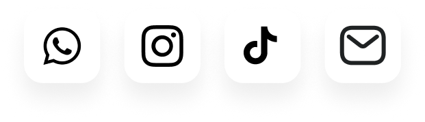 Ícones dos canais de comunicação centralizados pela MultiON: WhatsApp, TikTok, e-mail e redes sociais